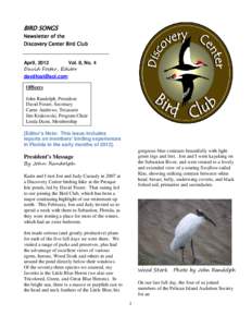 BIRD SONGS  Newsletter of the Discovery Center Bird Club