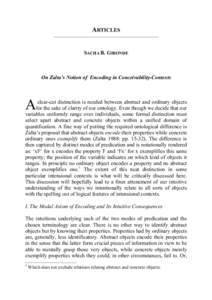 ARTICLES ___________________________________________________________ SACHA B. GIRONDE  On Zalta’s Notion of Encoding in Conceivability-Contexts