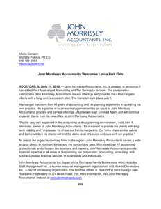 John Morrissey Accountants Absorbs Work from Belvidere Practice