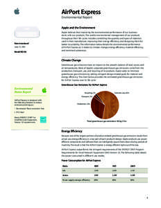 AirPort Express Environmental Report Apple and the Environment Date introduced June 11, 2012