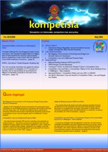 Newsletter on Indonesian competition law and policy Vol. 05/II/2009 News Pick  May 2009