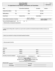 City of Pine Bluff Application Form For Appointment to City Boards, Commissions, and Committees / Name