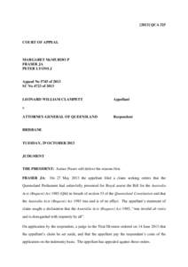 [2013] QCA 325  COURT OF APPEAL MARGARET McMURDO P FRASER JA