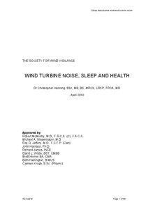 Sleep disturbance and wind turbine noise  THE SOCIETY FOR WIND VIGILANCE