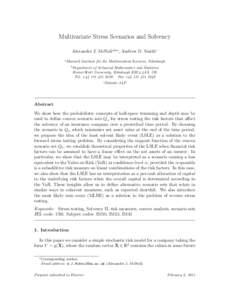 Multivariate Stress Scenarios and Solvency Alexander J. McNeila,b,∗, Andrew D. Smithc a Maxwell Institute for the Mathematical Sciences, Edinburgh b