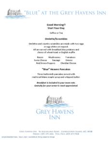 Grey Havens Breakfast Menu (House Guests Only)