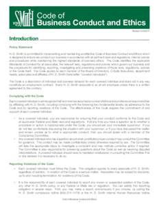 Code of Business Conduct and Ethics RevisedIntroduction Policy Statement