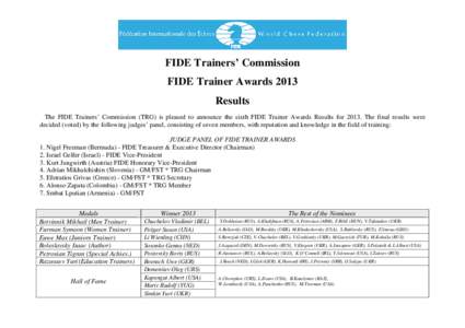 Microsoft Word - FIDE Trainer Awards 2013-Results.doc