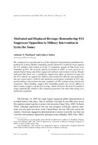Motivated and Displaced Revenge: Remembering 9&#x0002F;11 Suppresses Opposition to Military Intervention in Syria (for Some)