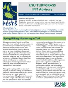 USU TURFGRASS IPM Advisory Quarterly Turfgrass Pest Update, USU Turfgrass Extension Vol. 8(2), Spring 2015