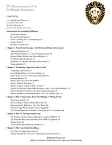 The Entrepreneurial State By Mariana Mazzucato CONTENTS List of Tables and Figures xi List of Acronyms xiii Acknowledgements xv