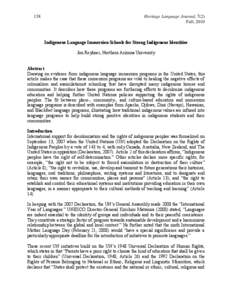 138  Heritage Language Journal, 7(2) Fall, 2010  Indigenous Language Immersion Schools for Strong Indigenous Identities