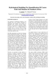 Hydrological Modelling For Quantification Of Coarse Scale Soil Moisture In Southern Africa