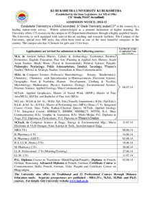Kurukshetra / Kurukshetra University / Education in India / All India Council for Technical Education / States and territories of India / Association of Commonwealth Universities / Haryana