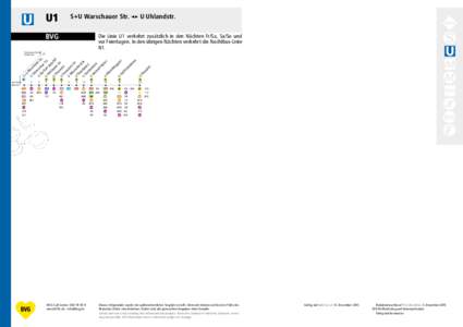 S+U Warschauer Str. ◂▸ U Uhlandstr.  4u U1 BVG  Die Linie U1 verkehrt zusätzlich in den Nächten Fr/Sa, Sa/So und