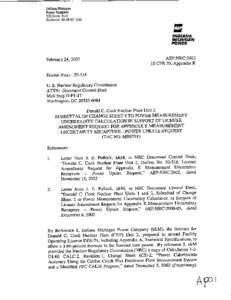 Cook, Unit 2, Submittal of Change Sheet 4 to Power Measurement Uncertainty Calculation in Support of License Amendment Request for Appendix K Measurement Uncertainty Recapture - Power Uprate Request.