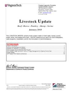 Virginia Cooperative Extension Animal & Poultry Sciences 366 Litton Reaves[removed]Blacksburg, Virginia[removed]9159 Fax: [removed]E-mail: [removed]