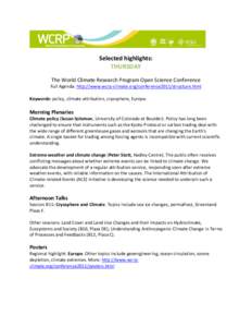 WCRP OSC highlights by day