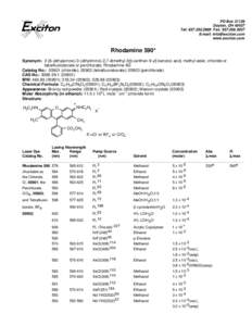 Fluorescent dyes / Rhodamine 6G / Dye laser / Laser dye / Yttrium aluminium garnet / Rhodamine / Nd:YAG laser / Laser / Excimer laser / Optical materials / Optics / Staining dyes