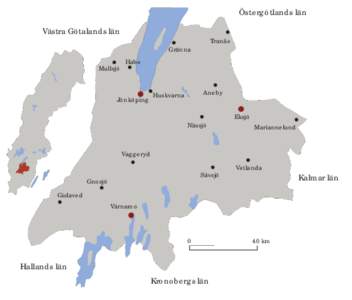 Östergötlands län Västra Götalands län Tranås Gränna Mullsjö