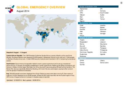 1  GLOBAL EMERGENCY OVERVIEW August[removed]Snapshot 6 August – 12 August