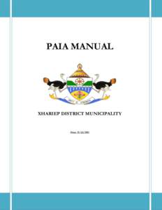 PAIA MANUAL  XHARIEP DISTRICT MUNICIPALITY Date: 