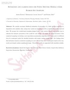 Statistica Sinica: Preprint doi:[removed]ss[removed]Estimation and classification for Finite Mixture Models under Ranked Set Sampling Armin Hatefi,a Mohammad Jafari Jozani,a,1 and Djemel Zioub