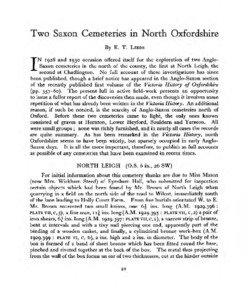 Two Saxon Cemeteries in North Oxfordshire By E. T.