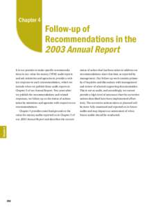 2005 Annual Report of the Office of the Auditor General of Ontario: Chapter 4: Follow-up of Recommendations in the 2003 Annual Report: Introduction