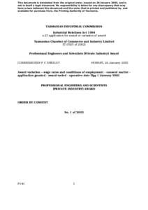 This document is translated from the original order, issued on 24 January 2003, and is not in itself a legal document. No responsibility is taken for any discrepancy that may have arisen between this document and the ord