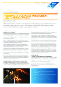 RUNNING A BUSINESS  1 RUNNING A BUSINESS IN SWEDEN – AN INTRODUCTION