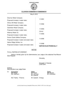 STATE OF ILLINOIS  ILLINOIS COMMERCE COMMISSION May 8, 2012 Charmar Water Company Proposed increase in water rates.