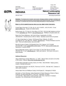 INDIANA Natural Landscaping Resource List