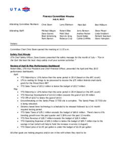 Finance Committee Minutes July 8, 2015 Attending Committee Members:  Chris Sloan