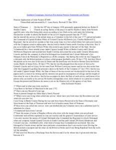 Southern Campaigns American Revolution Pension Statements and Rosters Pension Application of John Nichols R7648 NC Transcribed and annotated by C. Leon Harris. Revised 23 Dec[removed]State of Tenessee } On this the 20th da