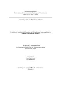 Universitätsspital Zürich Horten-Zentrum für praxisorientierte Forschung und Wissenstransfer Leiter: Prof. Dr. med. J. Steurer Arbeit unter Leitung von Prof. Dr. med. J. Steurer