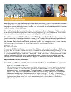 ECFMG  ® Certification Fact Sheet