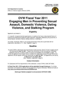Engaging Men in Preventing Sexual Assault, Domestic Violence, Dating Violence, and Stalking Program