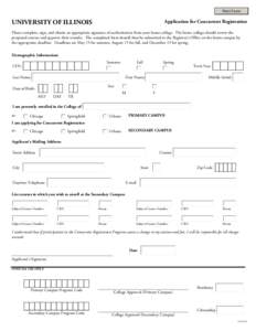 Print Form  UNIVERSITY OF ILLINOIS Application for Concurrent Registration