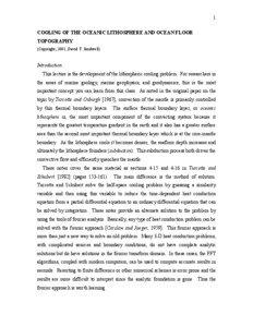 1 COOLING OF THE OCEANIC LITHOSPHERE AND OCEAN FLOOR TOPOGRAPHY