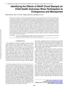 Identifying the Effects of SNAP (Food Stamps) on Child Health Outcomes When Participation Is Endogenous and Misreported