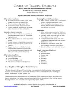 How to Make the Most of PowerPoint in Lectures Tip Sheet_2011