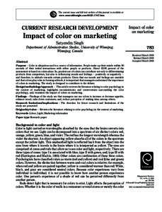 The current issue and full text archive of this journal is available at www.emeraldinsight.com[removed]htm CURRENT RESEARCH DEVELOPMENT  Impact of color on marketing