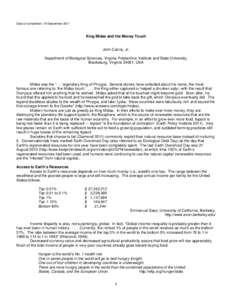 Date of completion: 19 September[removed]King Midas and the Money Touch John Cairns, Jr. Department of Biological Sciences, Virginia Polytechnic Institute and State University,