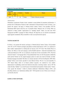 Announcement Defamation, in particular of heads of state, constitutes a major problem for journalists and historians. A peculiar form of defamation of heads of state is defamation of deceased heads of state. In Turkey, a