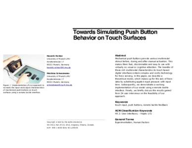 Towards Simulating Push Button Behavior on Touch Surfaces Hendrik Richter Abstract