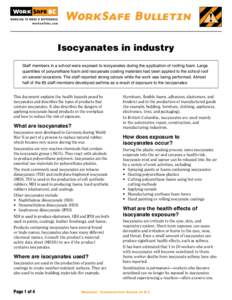 WorkSafe Bulletin  ! Isocyanates in industry Staff members in a school were exposed to isocyanates during the application of roofing foam. Large