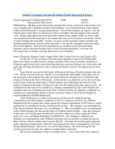 Southern Campaign American Revolution Pension Statements & Rosters Pension application of William Bell W446 Sarah fn48NC Transcribed by Will Graves[removed]