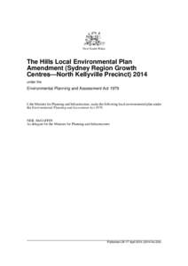 New South Wales  The Hills Local Environmental Plan Amendment (Sydney Region Growth Centres—North Kellyville Precinct[removed]under the