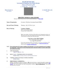 STATE OF NEVADA GOVERNOR’S WORKFORCE INVESTMENT BOARD 500 EAST THIRD STREET, #200 CARSON CITY, NEVADA[removed]T: ([removed]F: ([removed]